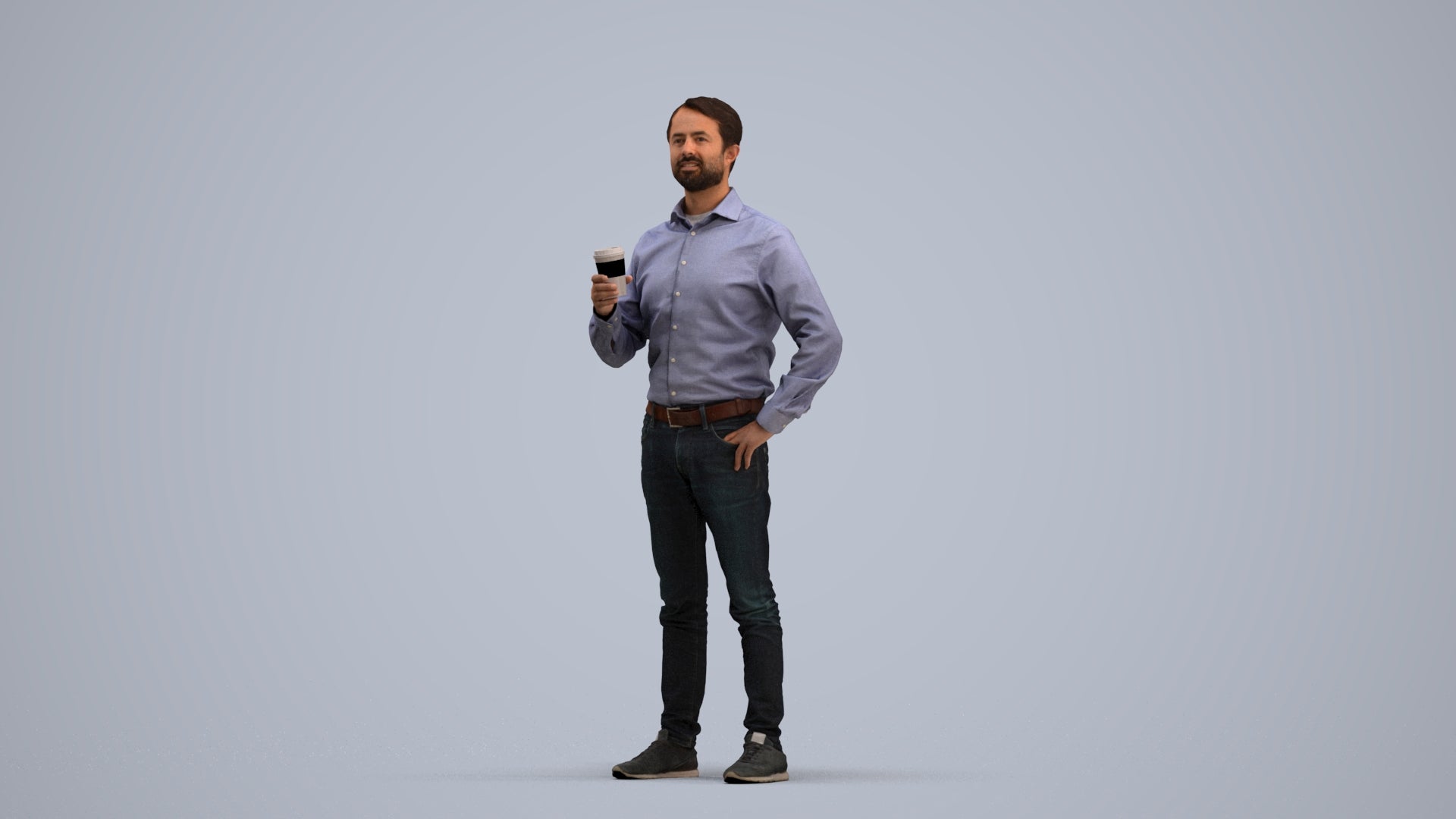 3D scanned man business, photorealistic archviz people for Enscape and SketchUp, standing pose render