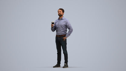 3D scanned man business, photorealistic archviz people for Enscape and SketchUp, standing pose render