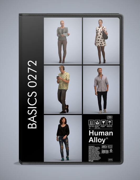 3D people models walking bundle, 5 scanned humans for 3ds Max rendering