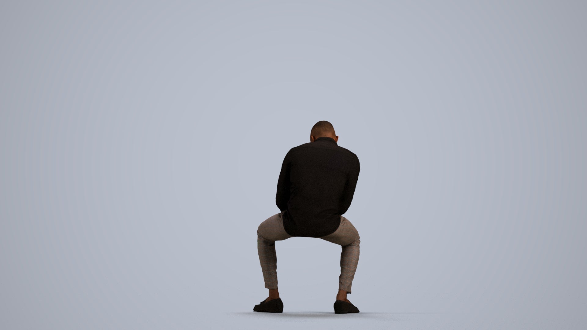 3D people model man business sitting, scanned human for 3ds Max rendering, front view render
