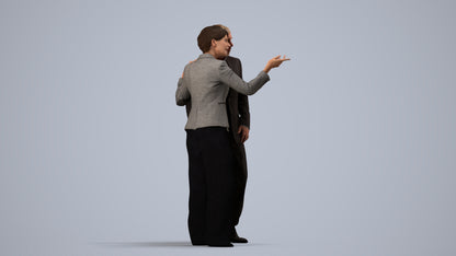 realistic 3D human woman formal couple, archviz people FBX OBJ for Blender, side view render