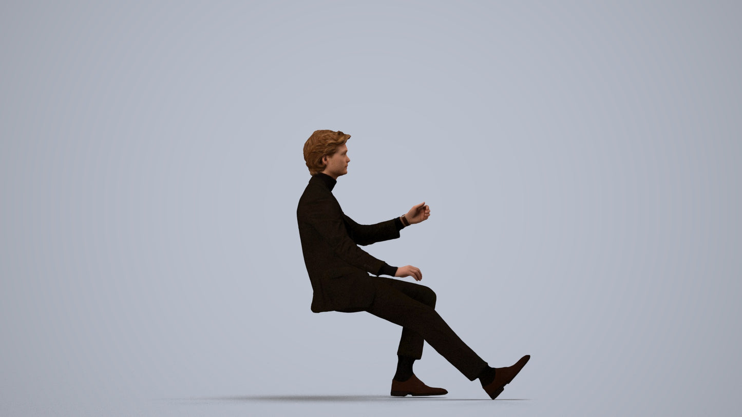 realistic 3D people man business driving, render-ready for V-Ray and Corona, FBX OBJ, side view render