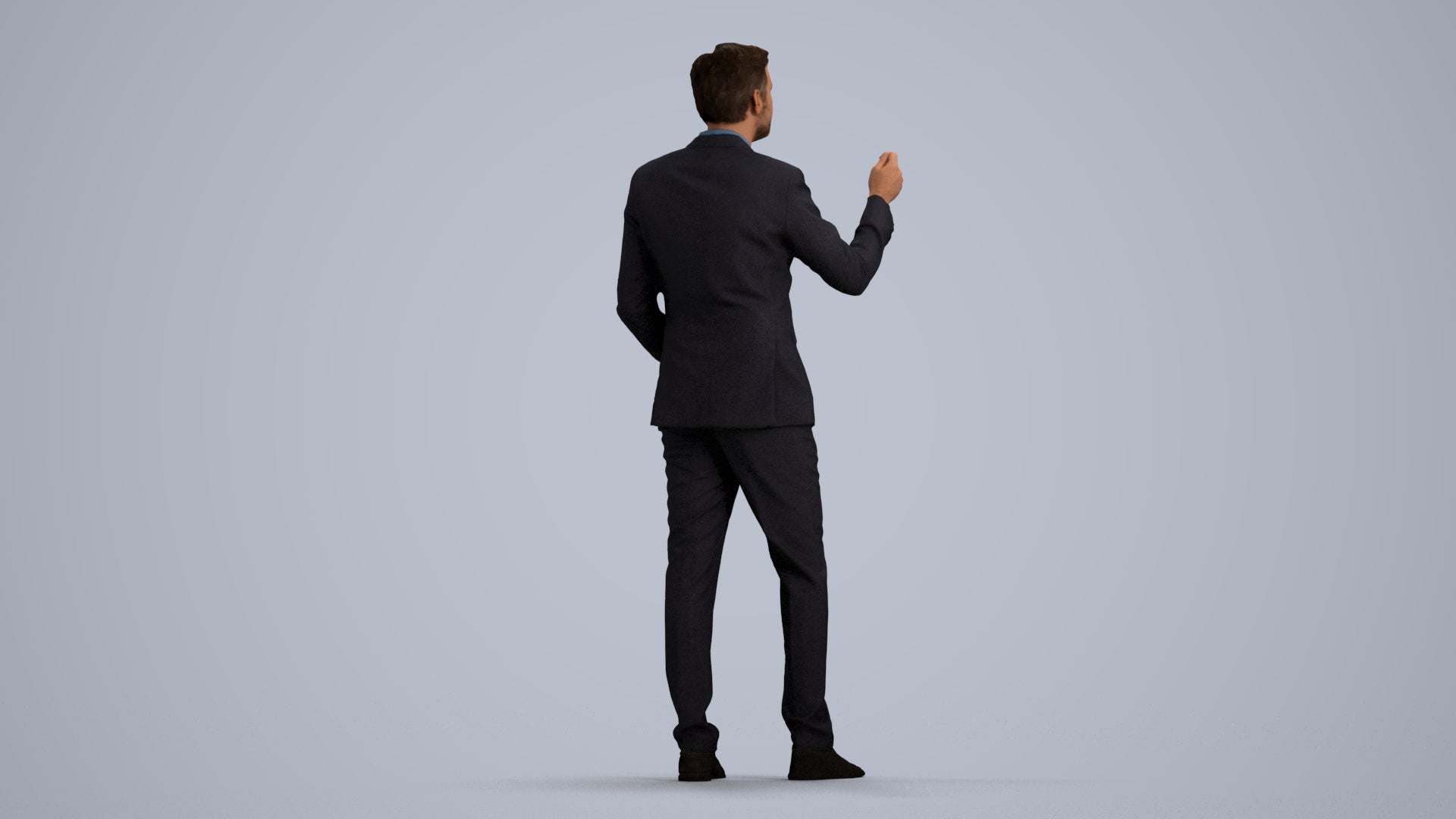 realistic 3D human man business, archviz people FBX OBJ for Blender, front view render