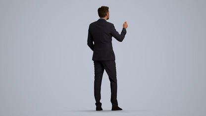 realistic 3D human man business, archviz people FBX OBJ for Blender, front view render