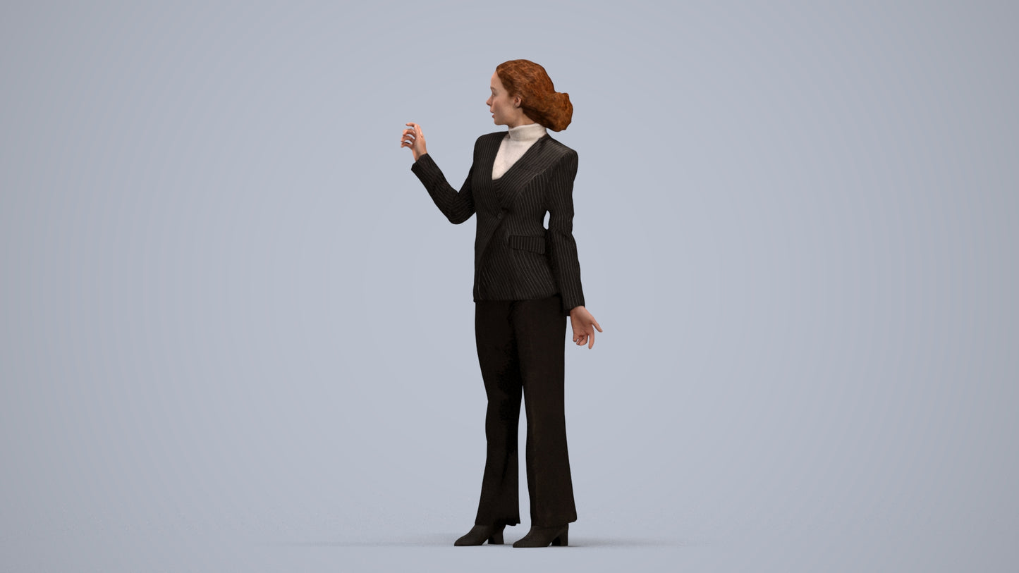 realistic 3D woman business, scanned archviz people for Blender and 3ds Max, standing pose render