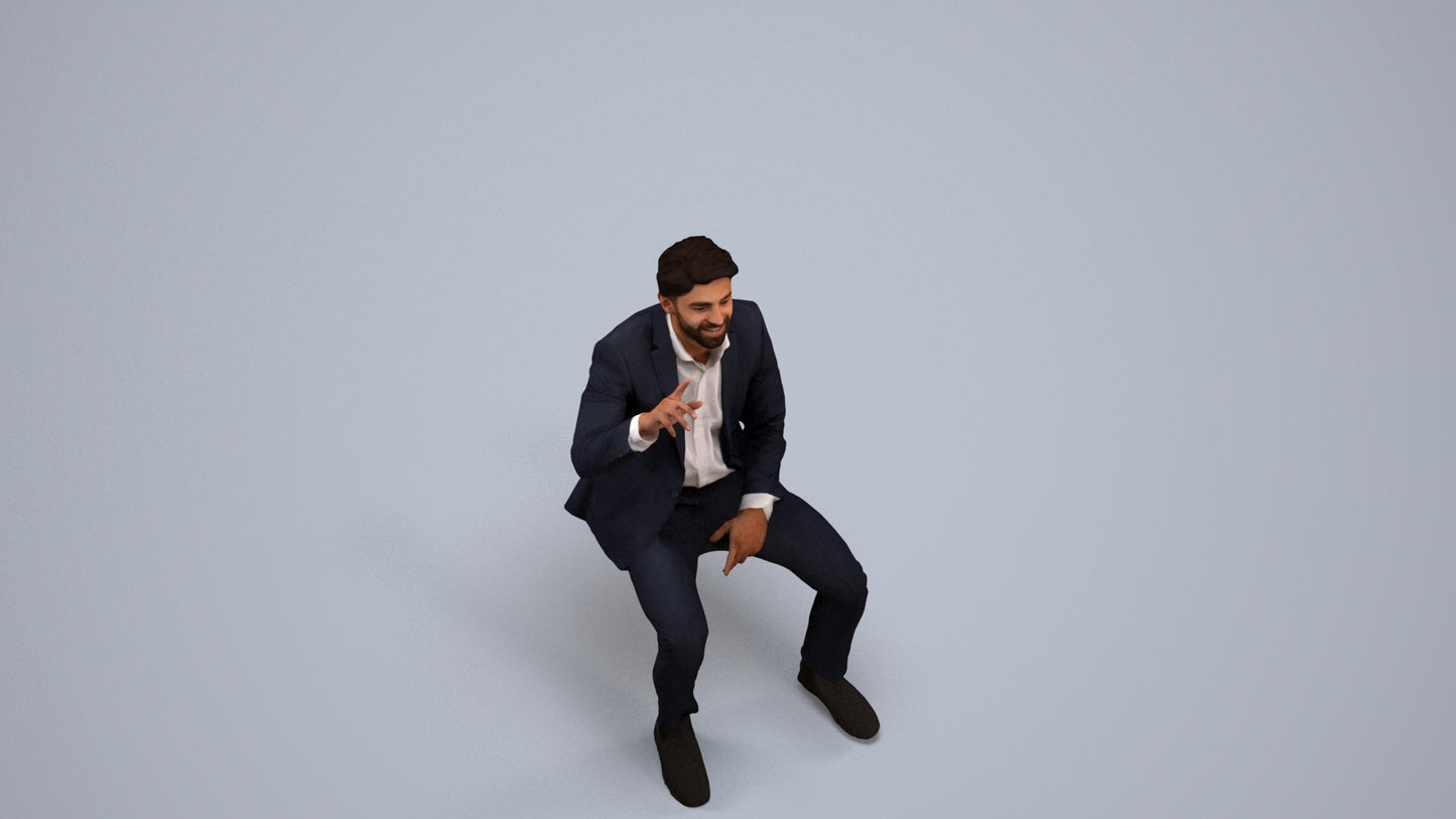 photogrammetry 3D man business, realistic human model archviz FBX, back view render