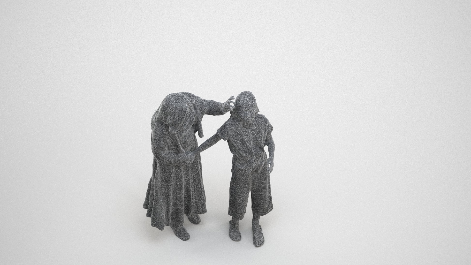 3D people model girl casual kids, scanned human for 3ds Max rendering, wireframe three-quarter view