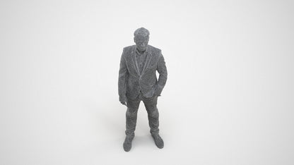 3D people model man business, scanned human for 3ds Max rendering, wireframe three-quarter view