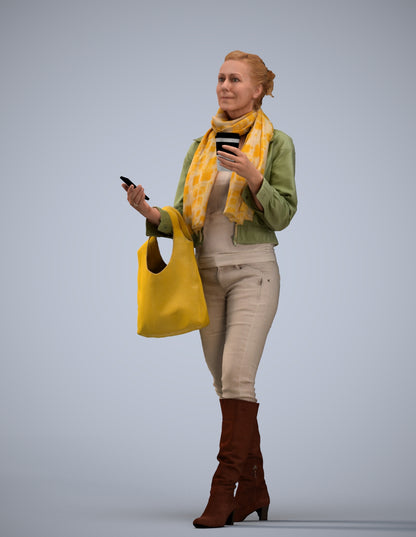 realistic 3D people woman casual standing, render-ready for V-Ray and Corona, FBX OBJ