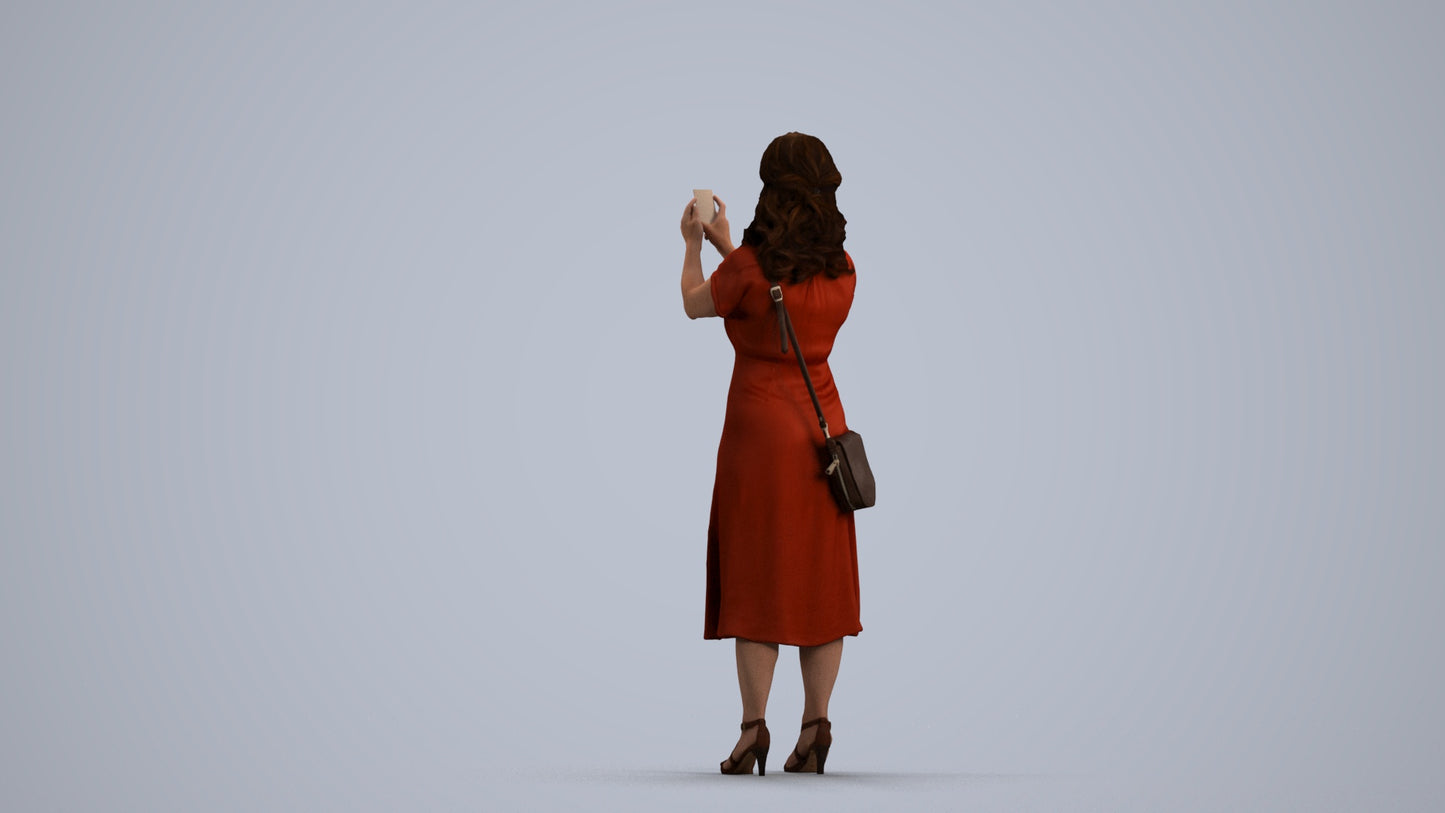 photogrammetry 3D woman casual standing, realistic human model archviz FBX, front view render