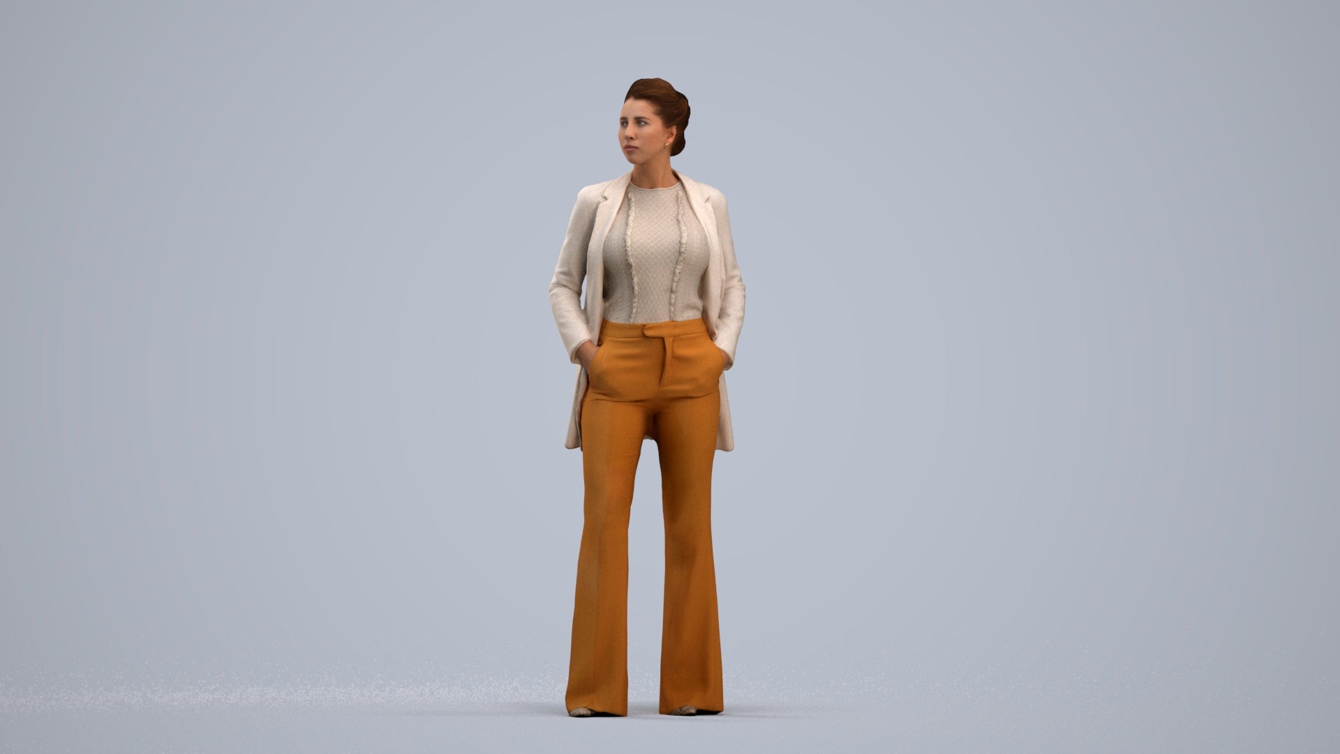 3D people model woman business standing, scanned human for 3ds Max rendering, standing pose render