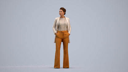 3D people model woman business standing, scanned human for 3ds Max rendering, standing pose render