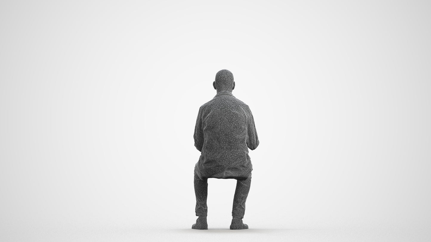 photogrammetry 3D senior man medical, realistic human model archviz FBX, wireframe front view