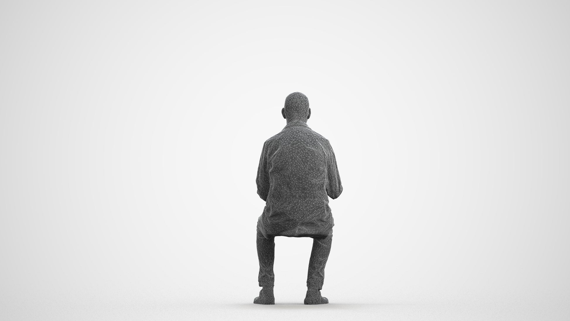 photogrammetry 3D senior man medical, realistic human model archviz FBX, wireframe front view