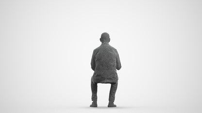 photogrammetry 3D senior man medical, realistic human model archviz FBX, wireframe front view