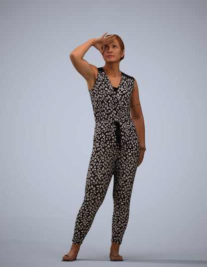 realistic 3D woman casual standing, scanned archviz people for Blender and 3ds Max