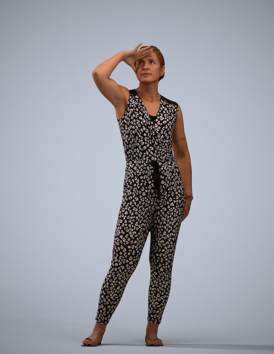 realistic 3D woman casual standing, scanned archviz people for Blender and 3ds Max