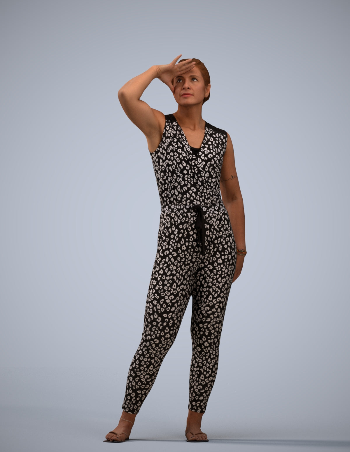 realistic 3D woman casual standing, scanned archviz people for Blender and 3ds Max