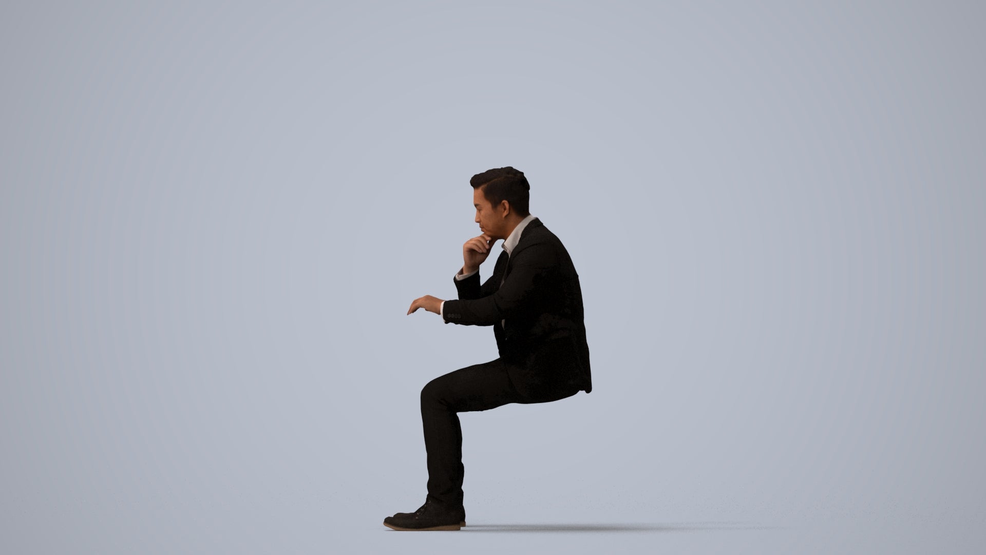 3D people model man business, scanned human for 3ds Max rendering, three-quarter view render