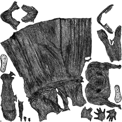 3D people model girl casual kids, scanned human for 3ds Max rendering, wireframe top-down view