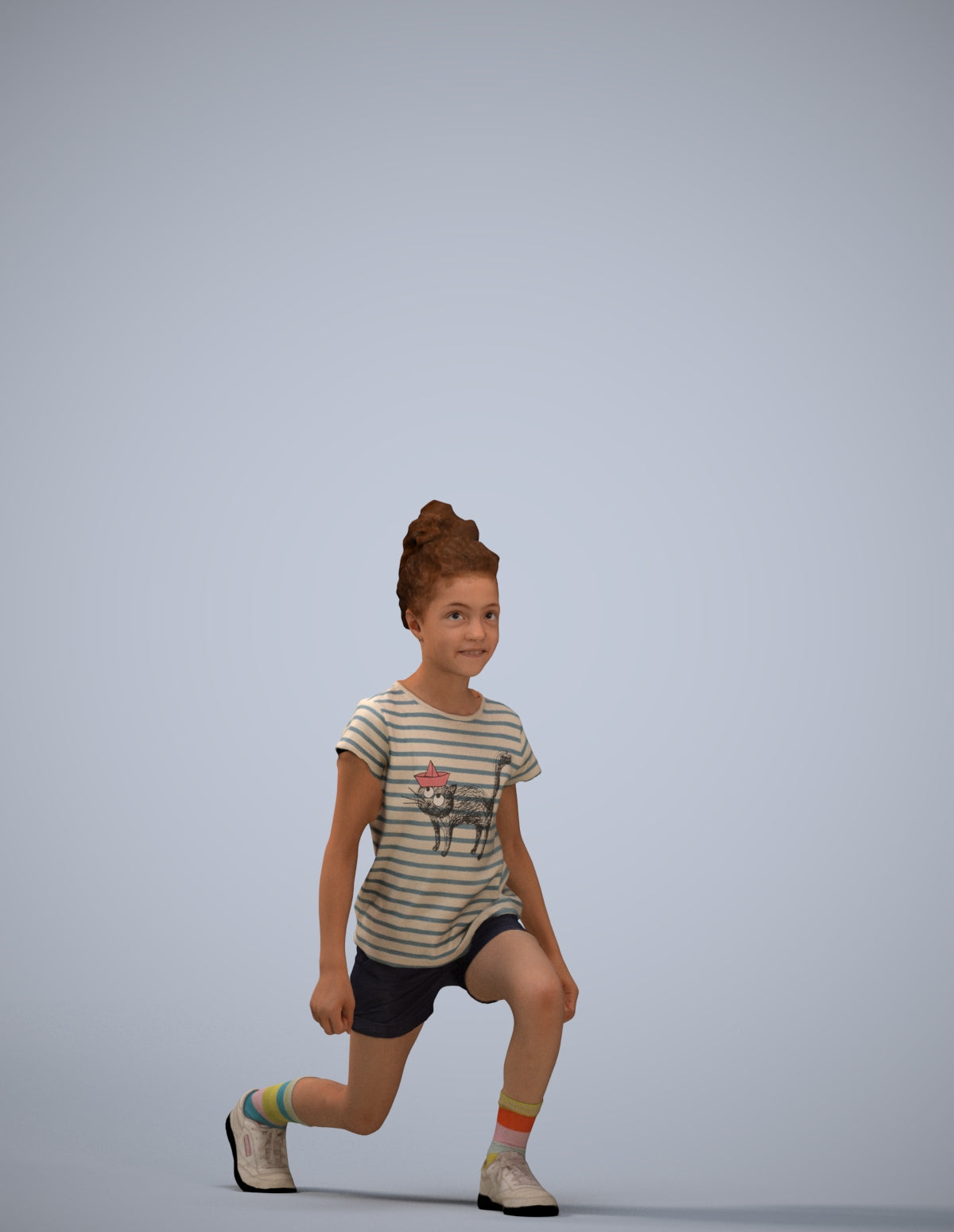 realistic 3D girl casual kids, scanned archviz people for Blender and 3ds Max