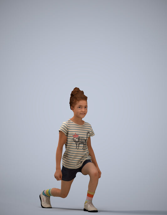 realistic 3D girl casual kids, scanned archviz people for Blender and 3ds Max