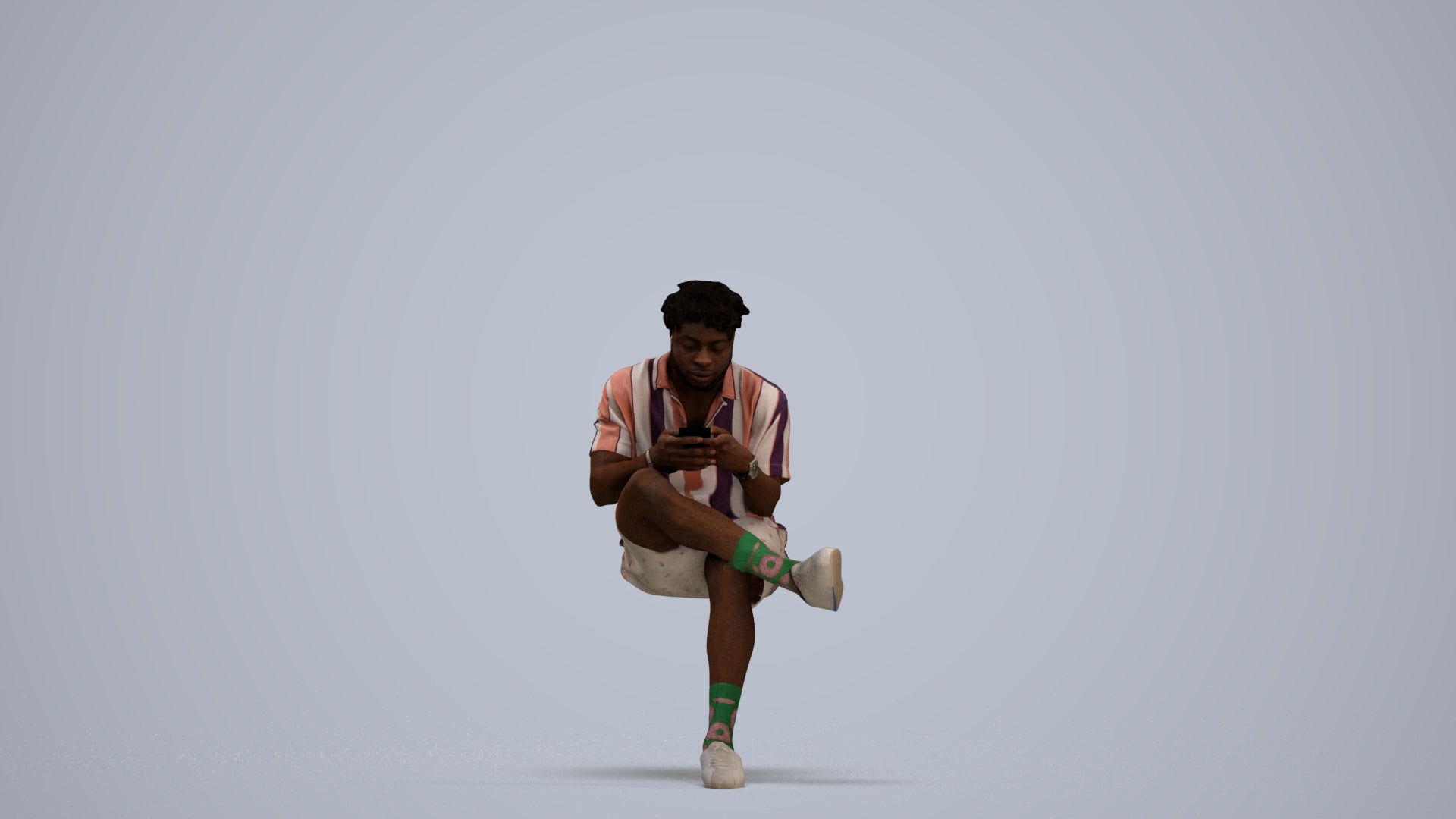 realistic 3D people man casual sitting, render-ready for V-Ray and Corona, FBX OBJ, standing pose render