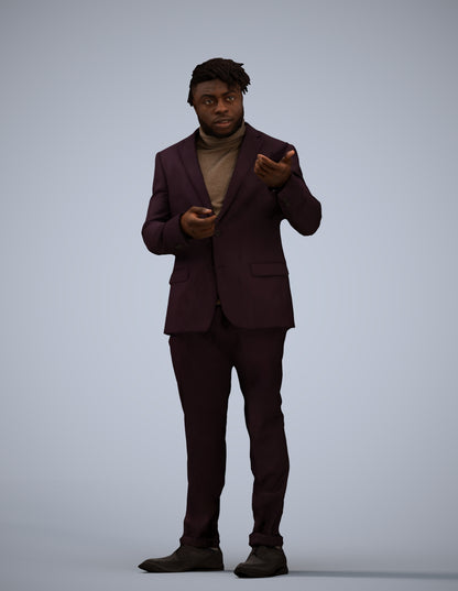 scanned 3D man business, photogrammetry people for Enscape and V-Ray