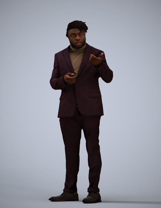 scanned 3D man business, photogrammetry people for Enscape and V-Ray