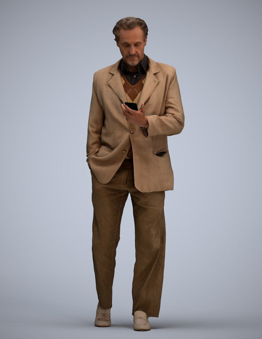 3D scanned man standing business, photorealistic archviz people for Enscape and SketchUp