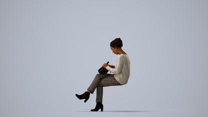 scanned 3D woman casual kids, photogrammetry people for Enscape and V-Ray, three-quarter view render