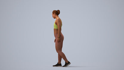 3D people model woman sport, scanned human for 3ds Max rendering, three-quarter view render