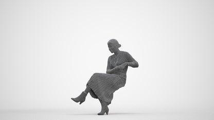 realistic 3D people woman casual sitting, render-ready for V-Ray and Corona, FBX OBJ, three-quarter front view render