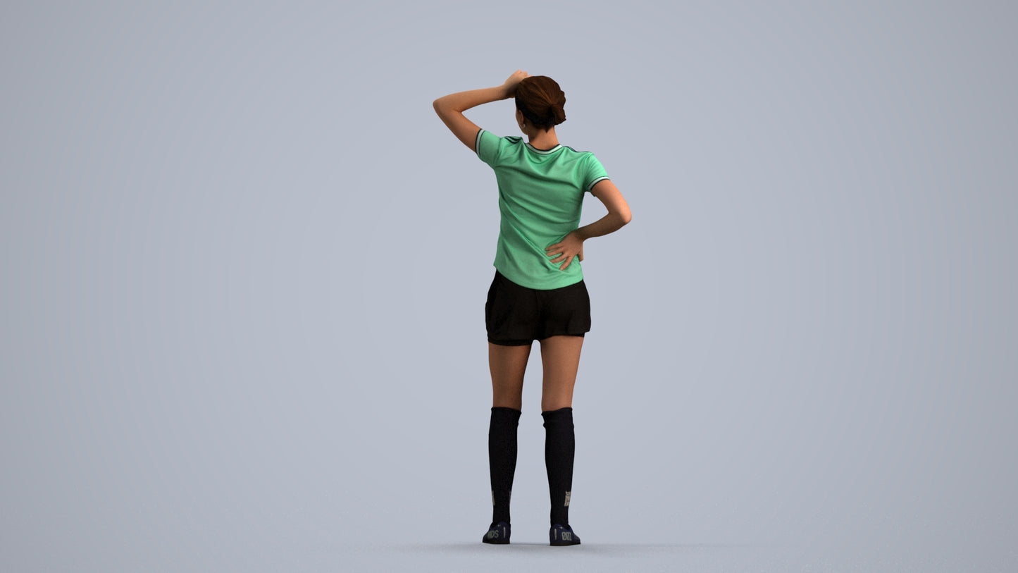 3D scanned woman sport, photorealistic archviz people for Enscape and SketchUp, front view render