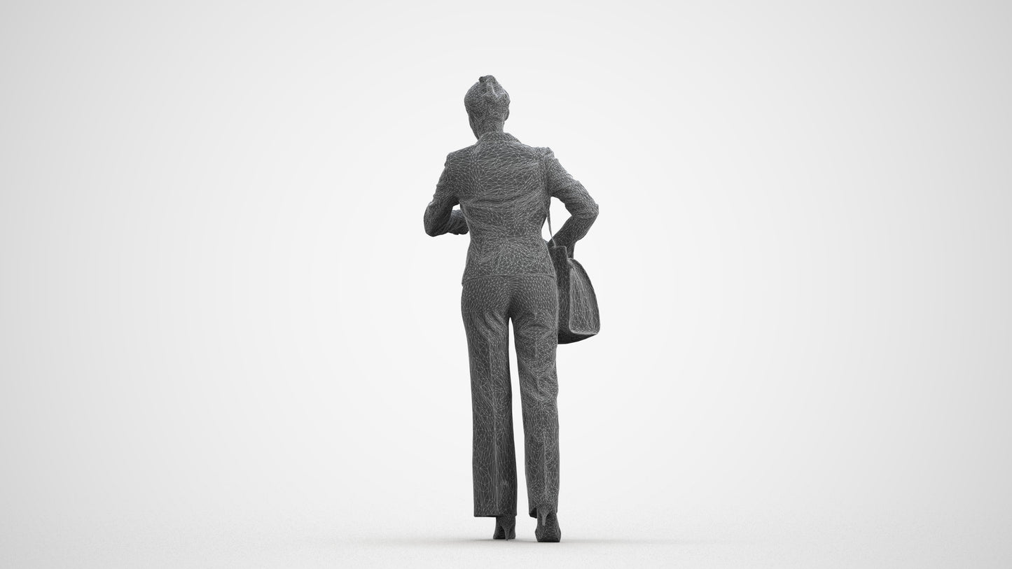 realistic 3D people woman business mix, render-ready for V-Ray and Corona, FBX OBJ, wireframe front view