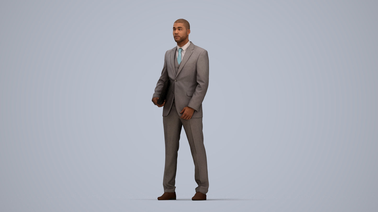 scanned 3D man business, photogrammetry people for Enscape and V-Ray, top-down view render