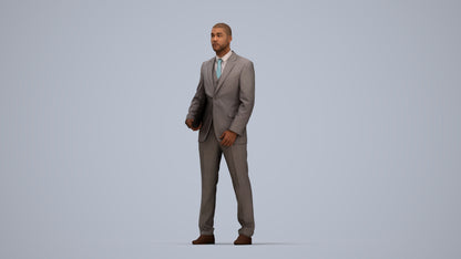 scanned 3D man business, photogrammetry people for Enscape and V-Ray, top-down view render