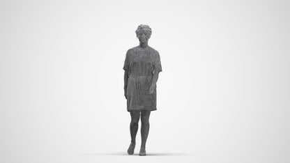 3D people model woman casual walking, scanned human for 3ds Max rendering, three-quarter front view render