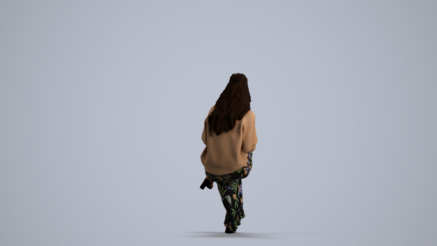 realistic 3D people woman casual sitting, render-ready for V-Ray and Corona, FBX OBJ, front view render