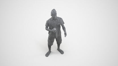 scanned 3D man casual standing, photogrammetry people for Enscape and V-Ray, wireframe three-quarter view