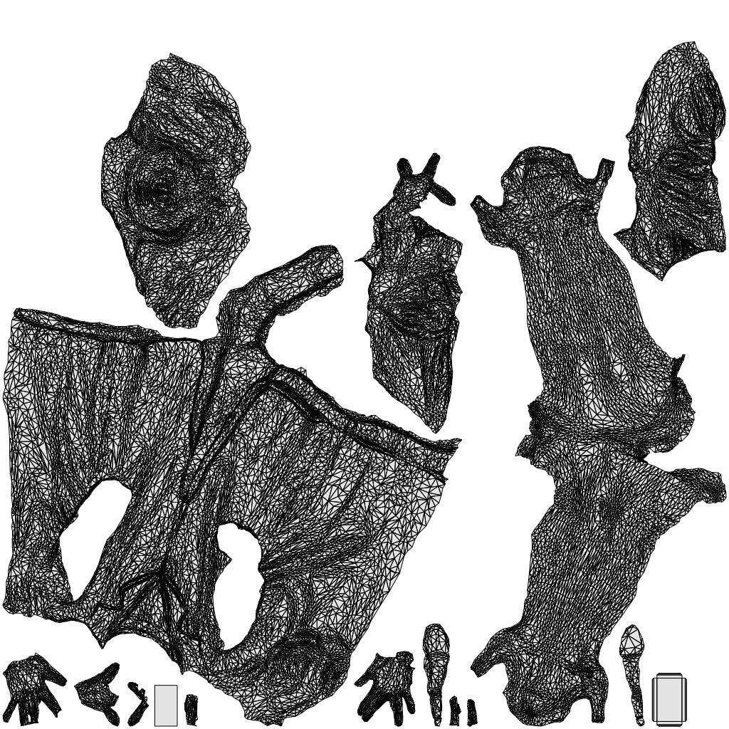 3D human model woman business standing, photogrammetry scanned person for archviz, wireframe top-down view
