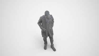 scanned 3D senior man medical, photogrammetry people for Enscape and V-Ray, wireframe three-quarter view