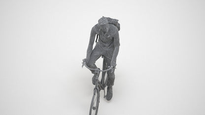 3D people model man casual cycling, scanned human for 3ds Max rendering, wireframe three-quarter view