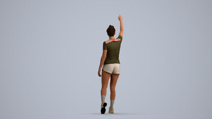 3D human model woman sport, photogrammetry scanned person for archviz, front view render