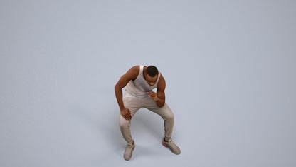 3D human model man casual sitting, photogrammetry scanned person for archviz, back view render