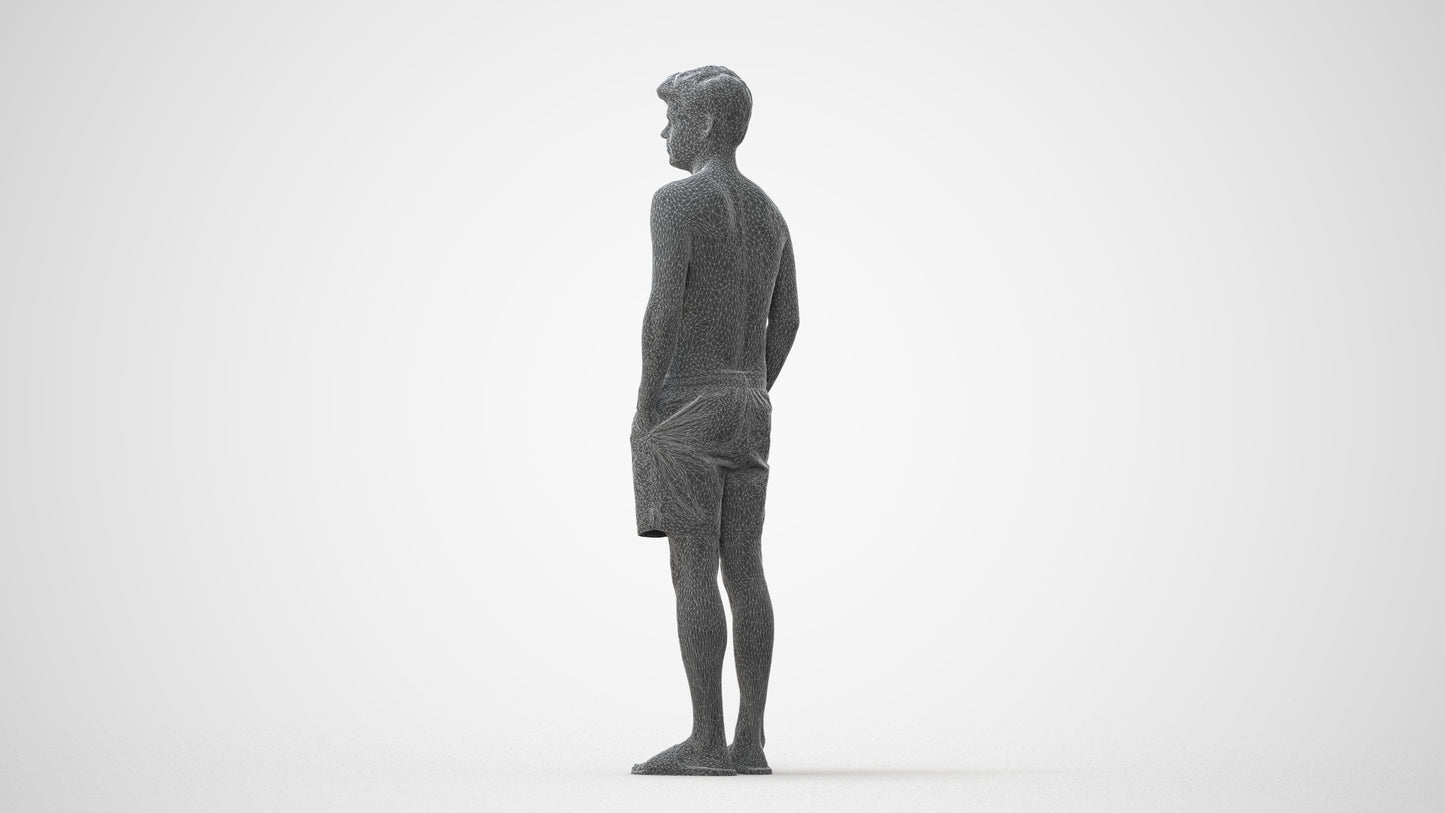 3D scanned man pool, photorealistic archviz people for Enscape and SketchUp, square thumbnail