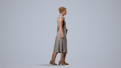 3D scanned girl kids casual, photorealistic archviz people for Enscape and SketchUp, side view render
