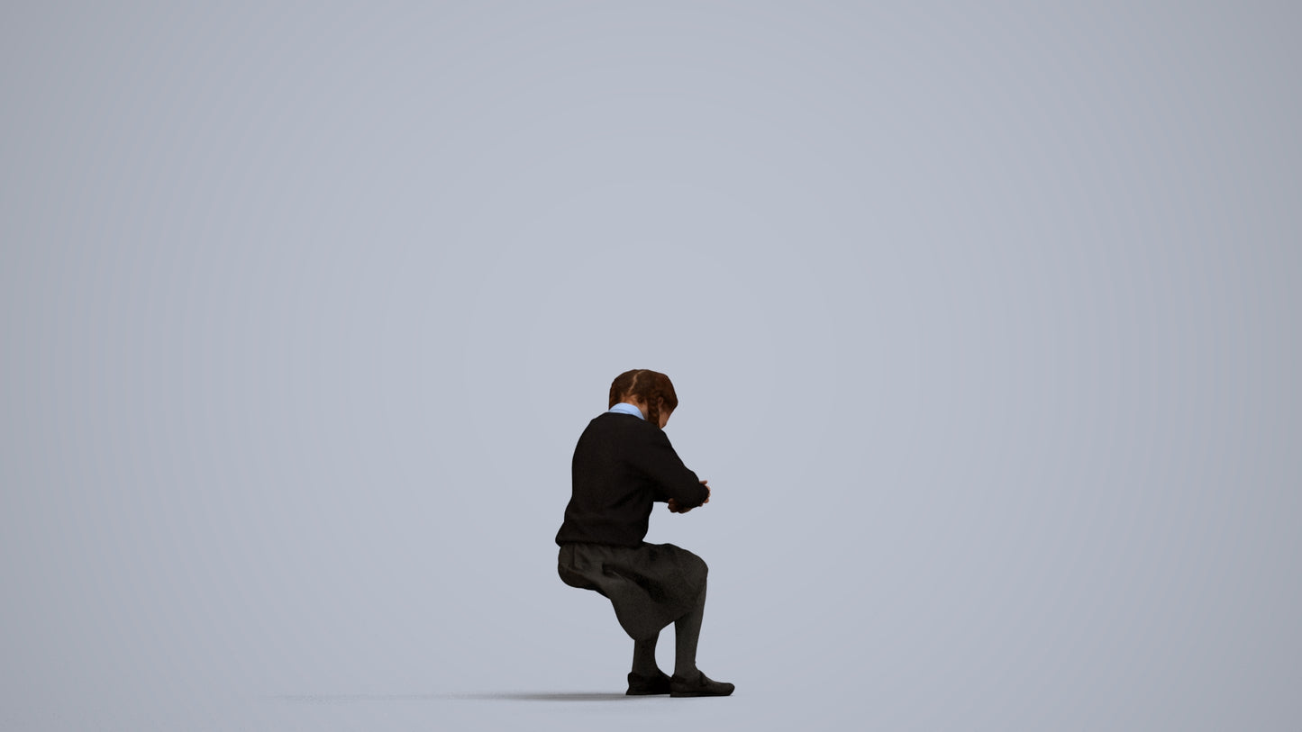 realistic 3D woman kids, scanned archviz people for Blender and 3ds Max, side view render
