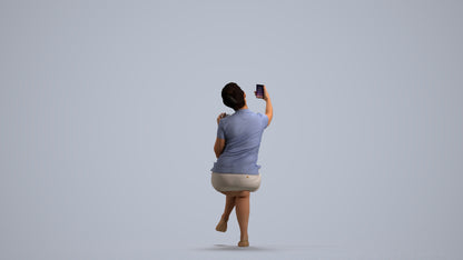 realistic 3D human woman casual sitting, archviz people FBX OBJ for Blender, front view render