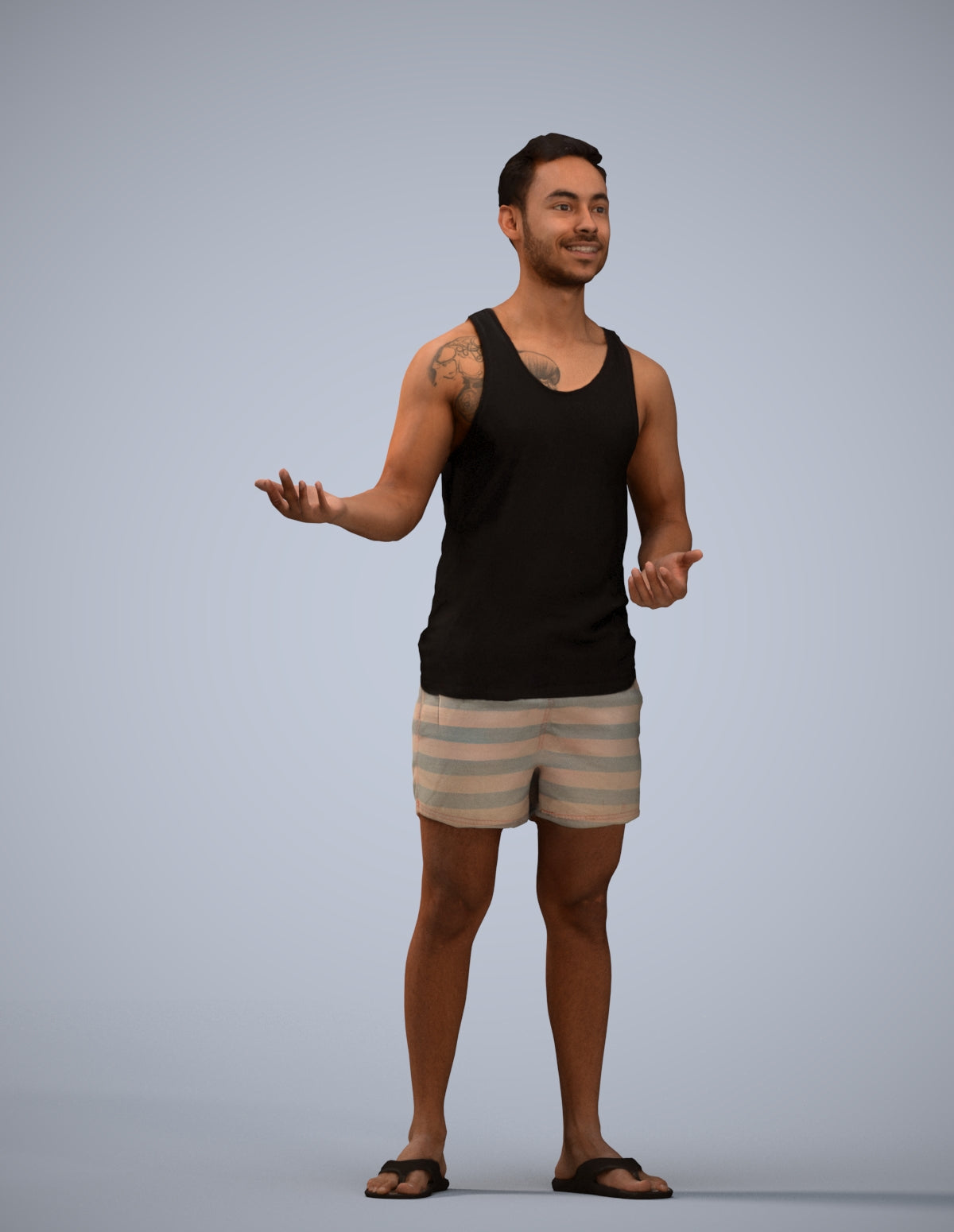 realistic 3D human man casual standing, archviz people FBX OBJ for Blender